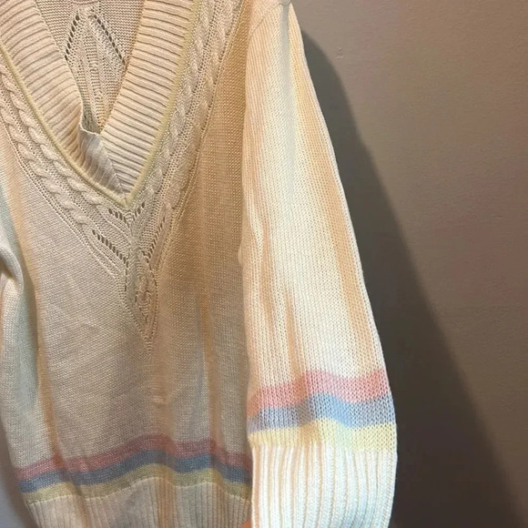 Vintage mondi size 34 small / medium linen blend cream sweater - Picture 4 of 9